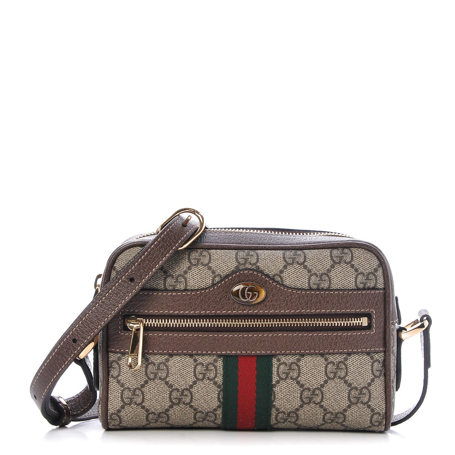 Gucci GG Supreme Monogram Web Mini Ophidia Shoulder Bag Brown 1 of 7