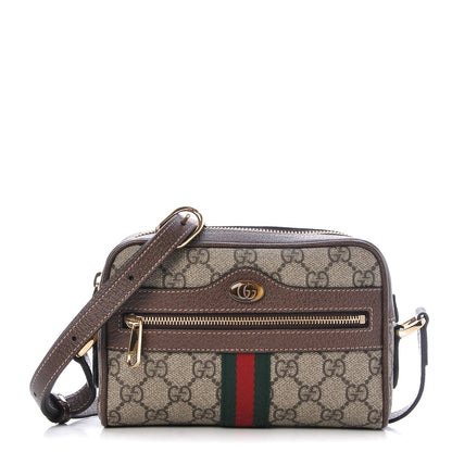 Gucci GG Supreme Monogram Web Mini Ophidia Shoulder Bag Brown 1 of 7