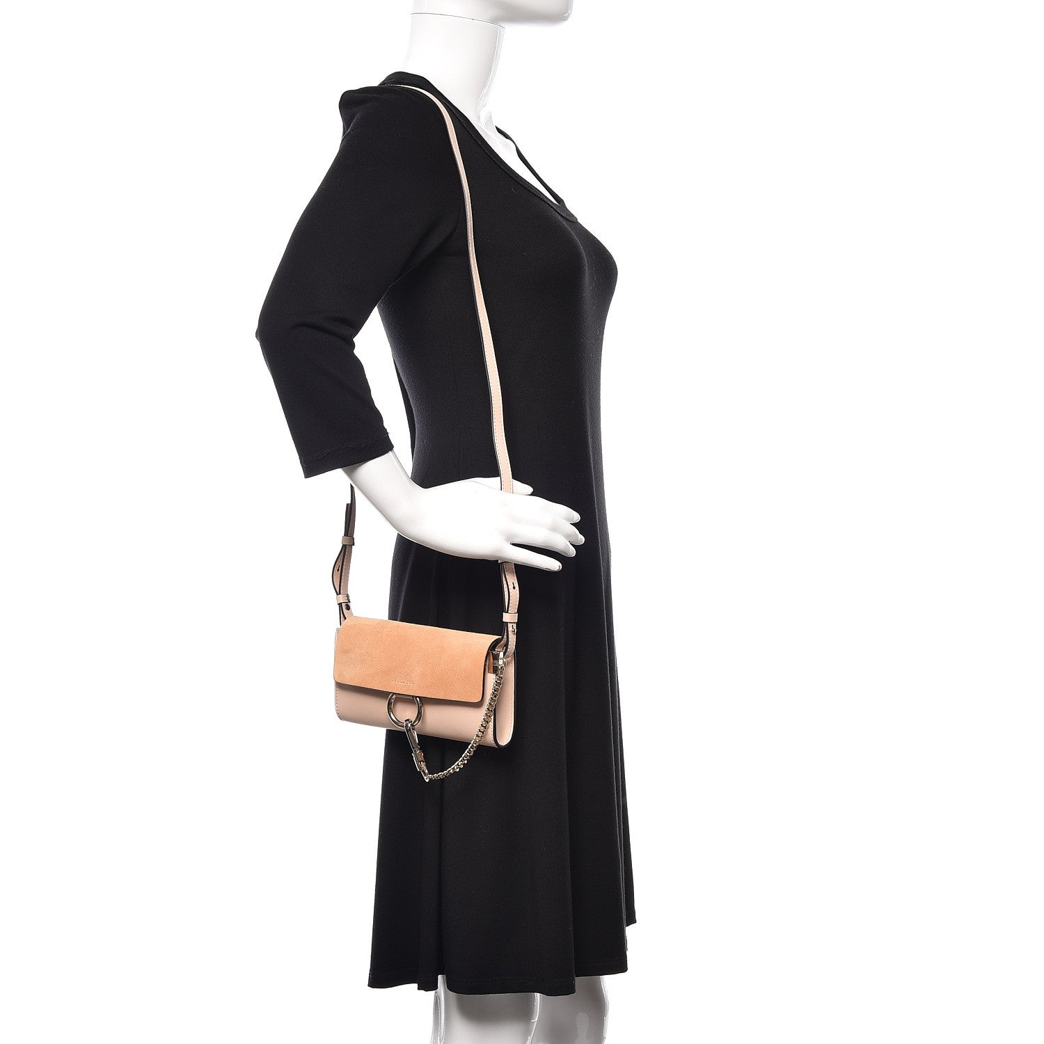 Chloe Suede Calfskin Mini Faye Shoulder Bag Cement Pink 2 of 9