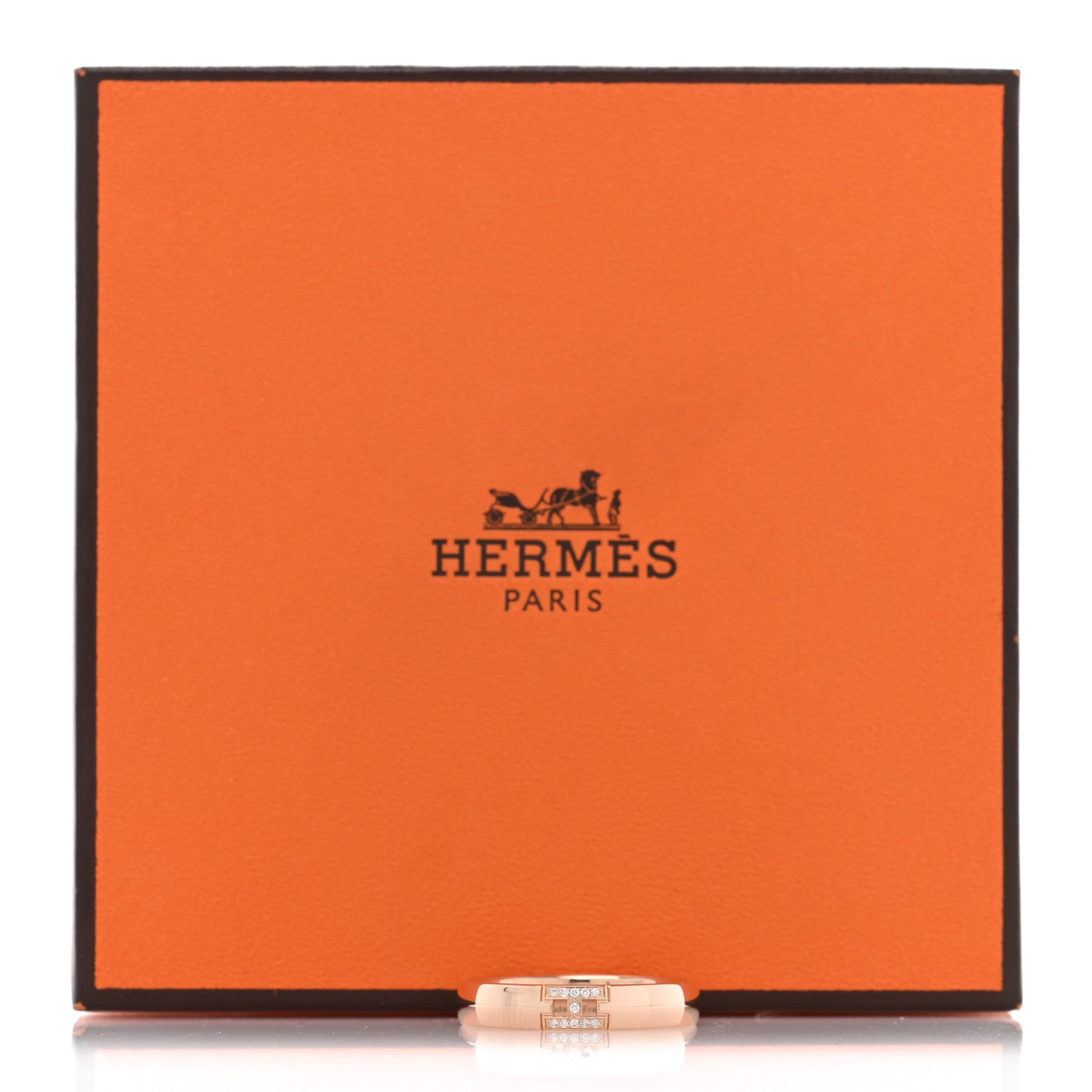 Hermes 18K Rose Gold Diamond Ever Herakles Wedding Band Ring 53 6.5 5 of 5