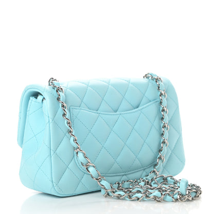 Chanel Lambskin Quilted Mini Rectangular Flap Neon Blue 3 of 12