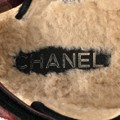 Chanel Calf Hair Suede Shearling Dad Sandals 38 Burgundy Black 8 of 11