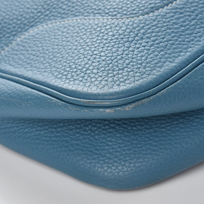 Hermes Taurillon Clemence Trim II 35 Shoulder Bag Blue Jean 11 of 15