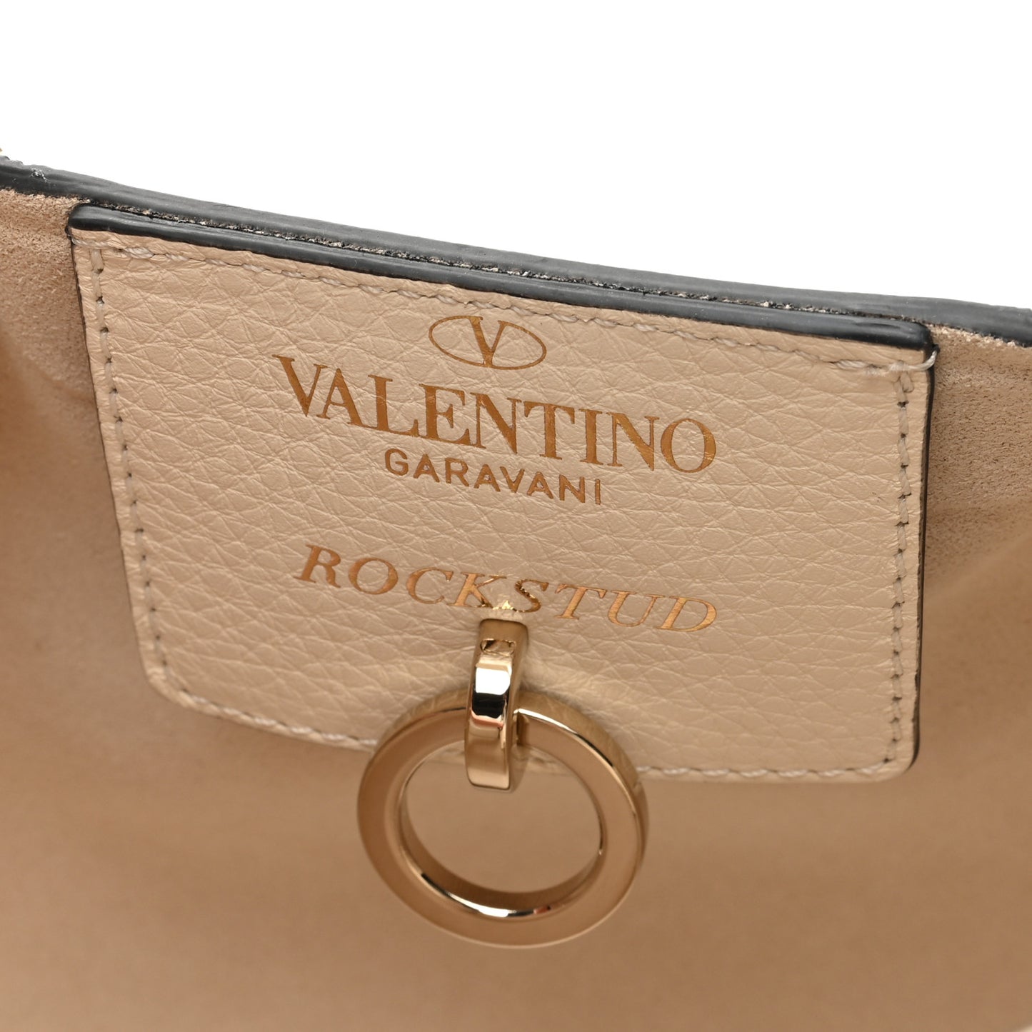 Grained Calfskin Small Rockstud Tote Light Ivory Rubino
