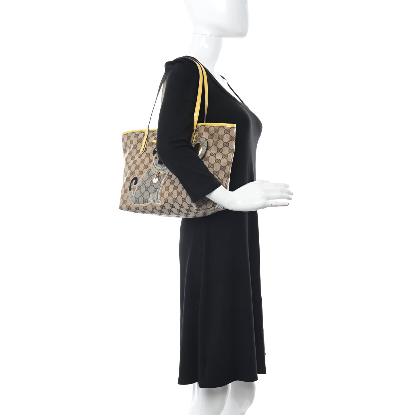 GG Supreme Monogram Oliver Pug Dog Tote Bag Yellow