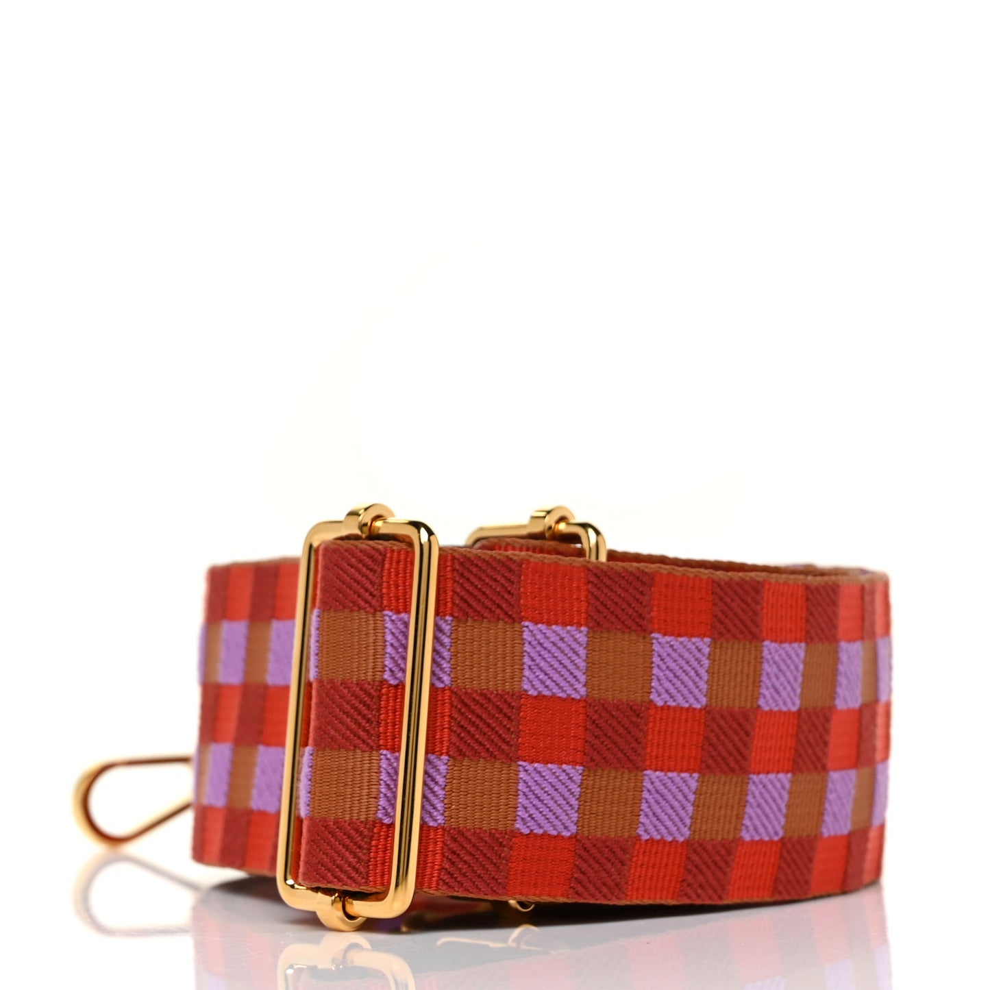 Toile Taurillon Clemence 50mm Maxi Quadrille Shoulder Strap Capucine Parme Rouge Duchess Gold