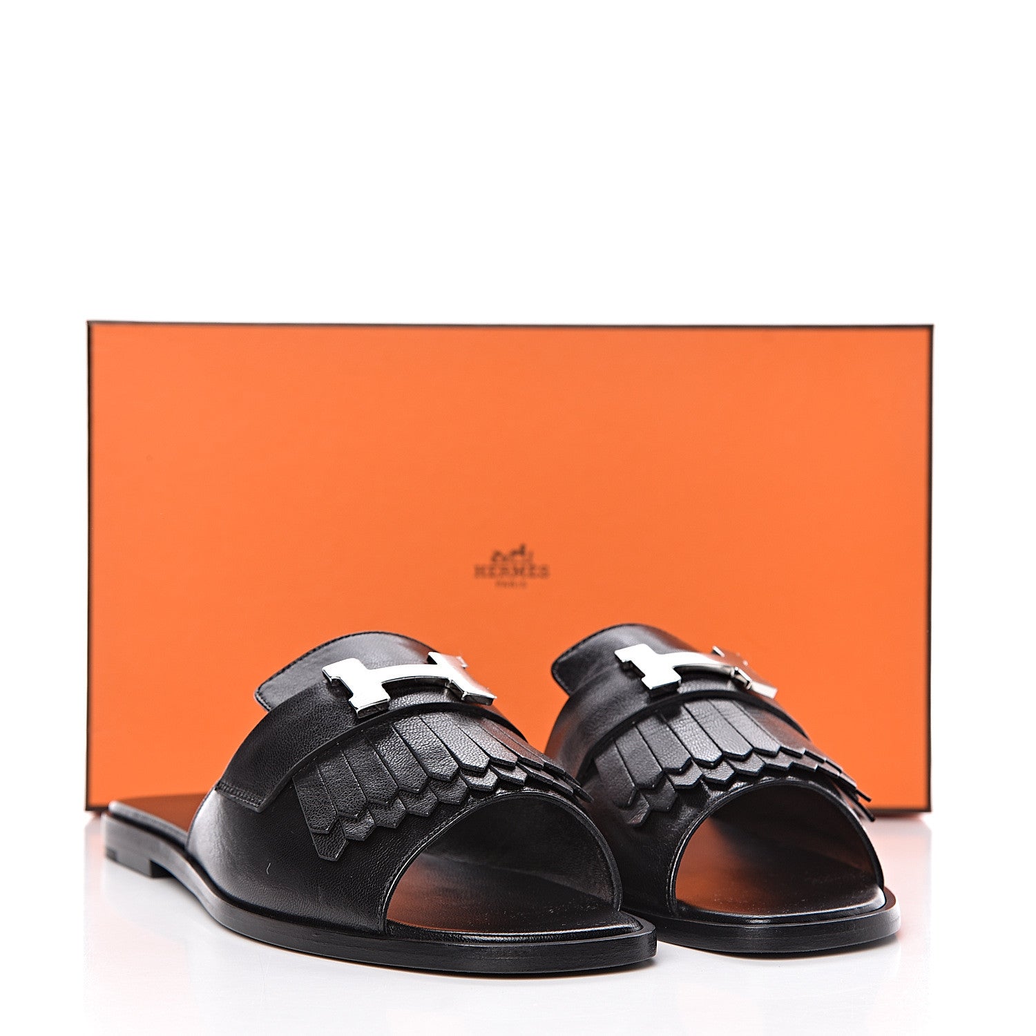 Hermes Goatskin Auteuil Sandals 36 Black 9 of 9