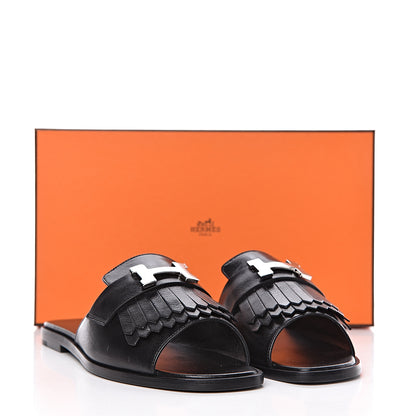 Hermes Goatskin Auteuil Sandals 36 Black 9 of 9