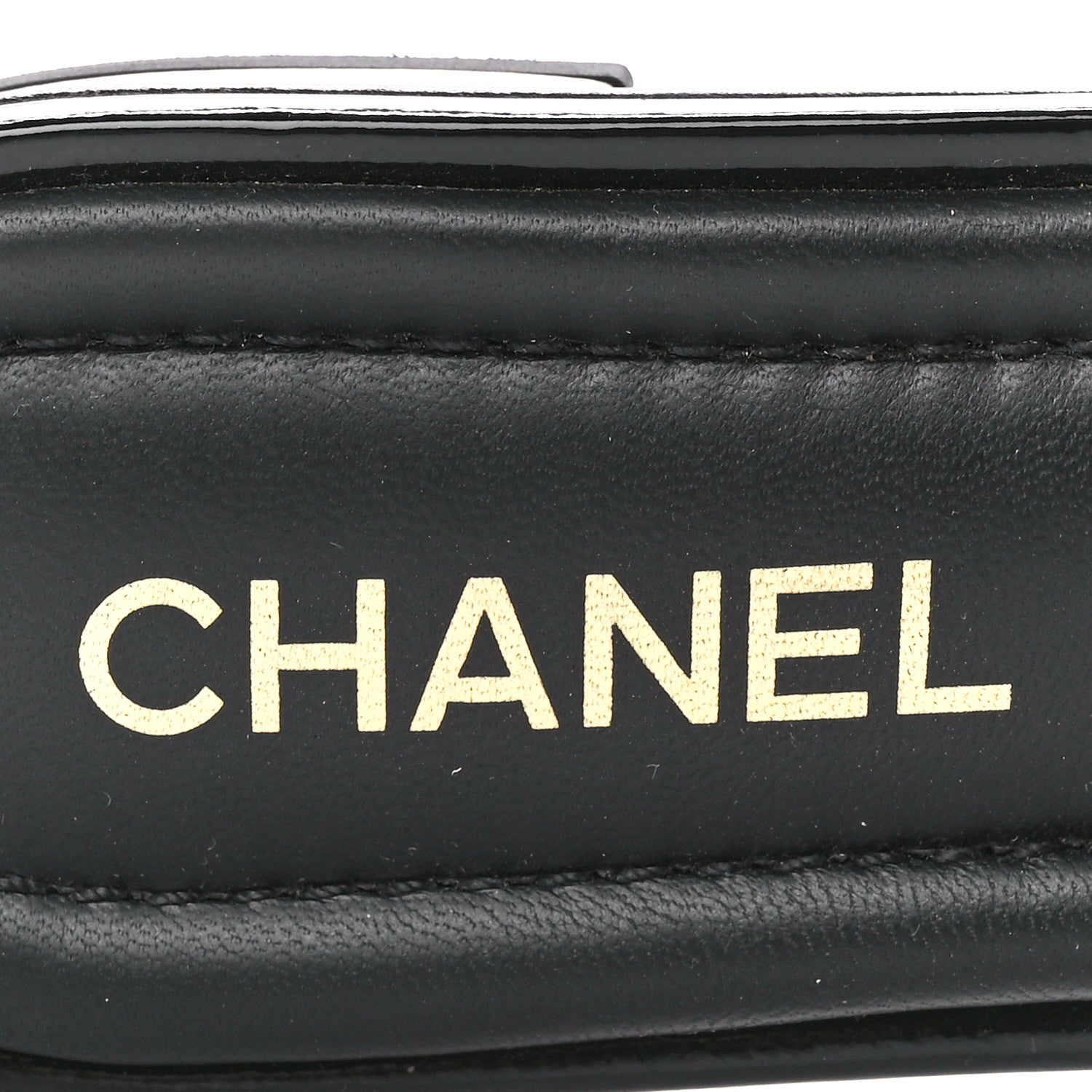 Chanel Patent Goatskin Quilted CC Mules Sandals 37 Black 9 of 11