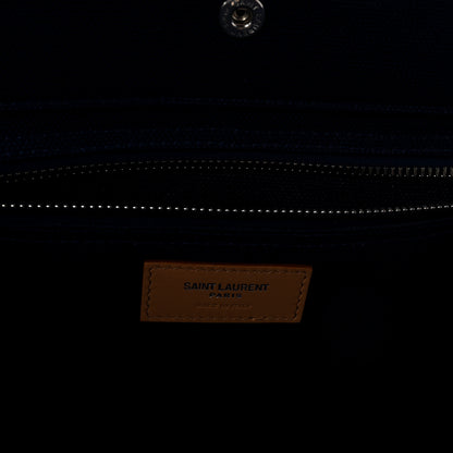 Saint Laurent Linen Calfskin Rive Gauche Tote Blue Rouge Eros 6 of 9