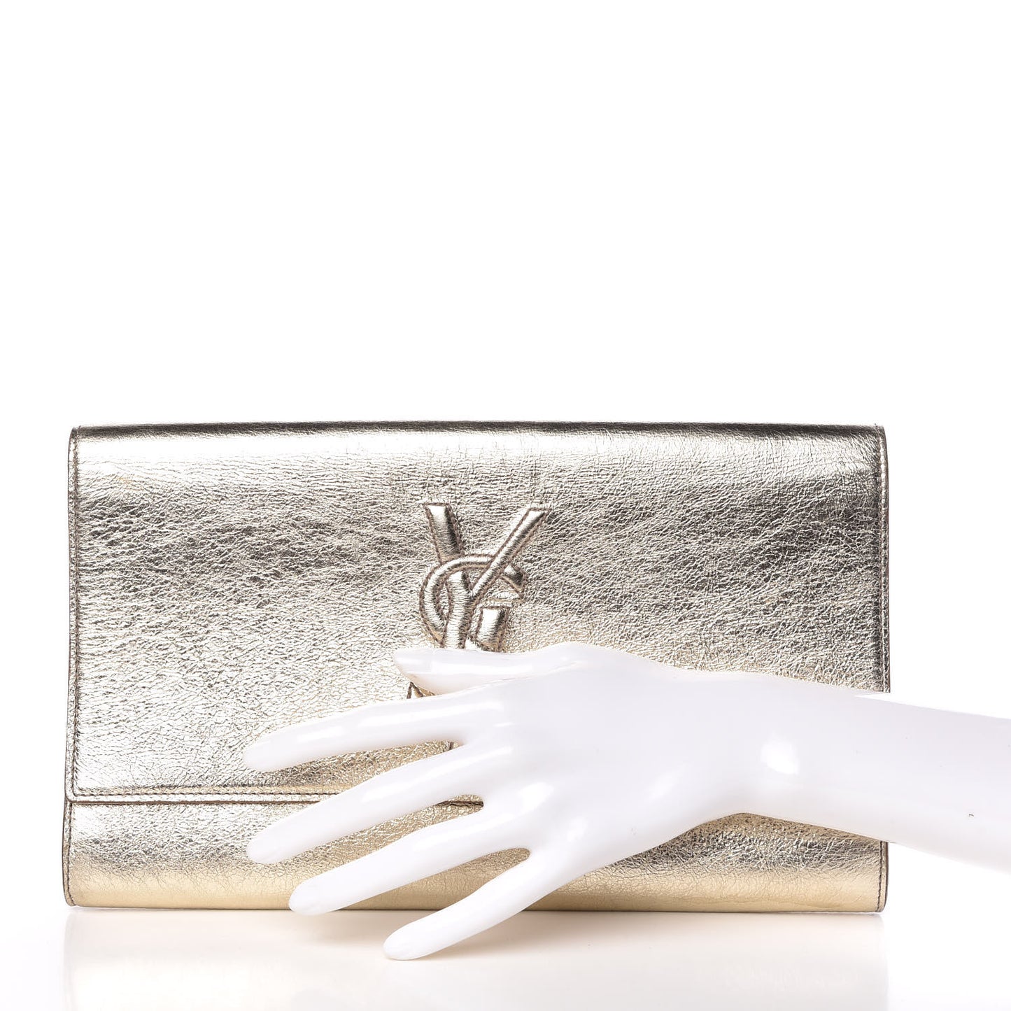 Metallic Calfskin Monogram Large Belle De Jour Clutch Gold