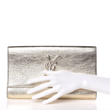 Saint Laurent Metallic Calfskin Monogram Large Belle De Jour Clutch Gold 2 of 8