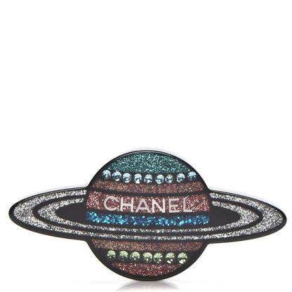 Chanel Glittered Resin Strass Planet Brooch Silver Blue Pink 1 of 5