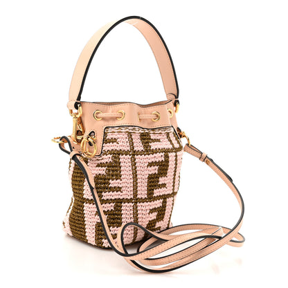 Fendi Raffia Vitello King F is Fendi FF Crochet Mini Mon Tresor Bucket Bag Natural Light Rose 3 of 10