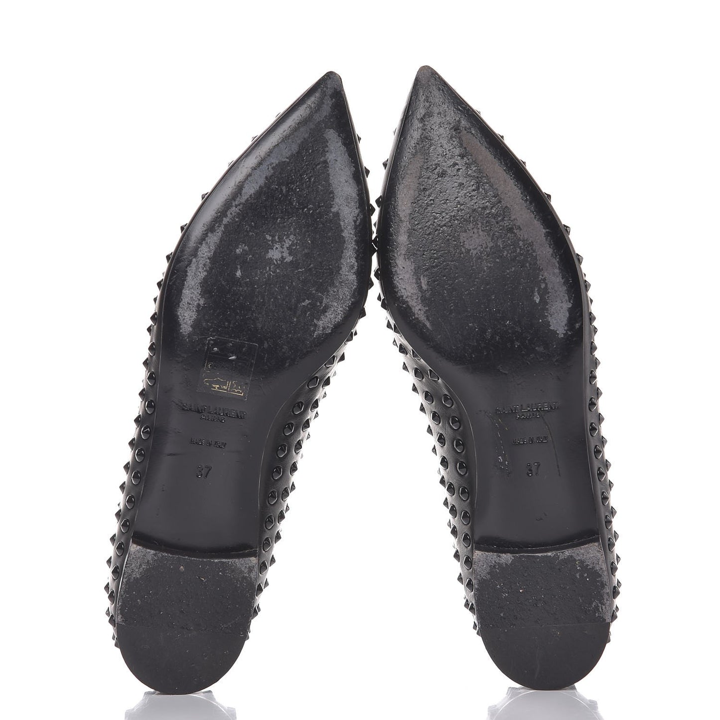 Calfskin Studded Paris Ballerina Flats 37 Black