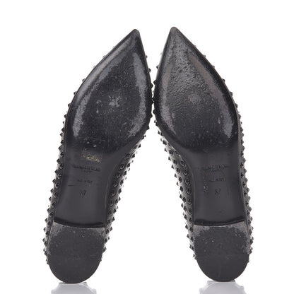 Saint Laurent Calfskin Studded Paris Ballerina Flats 37 Black 7 of 10