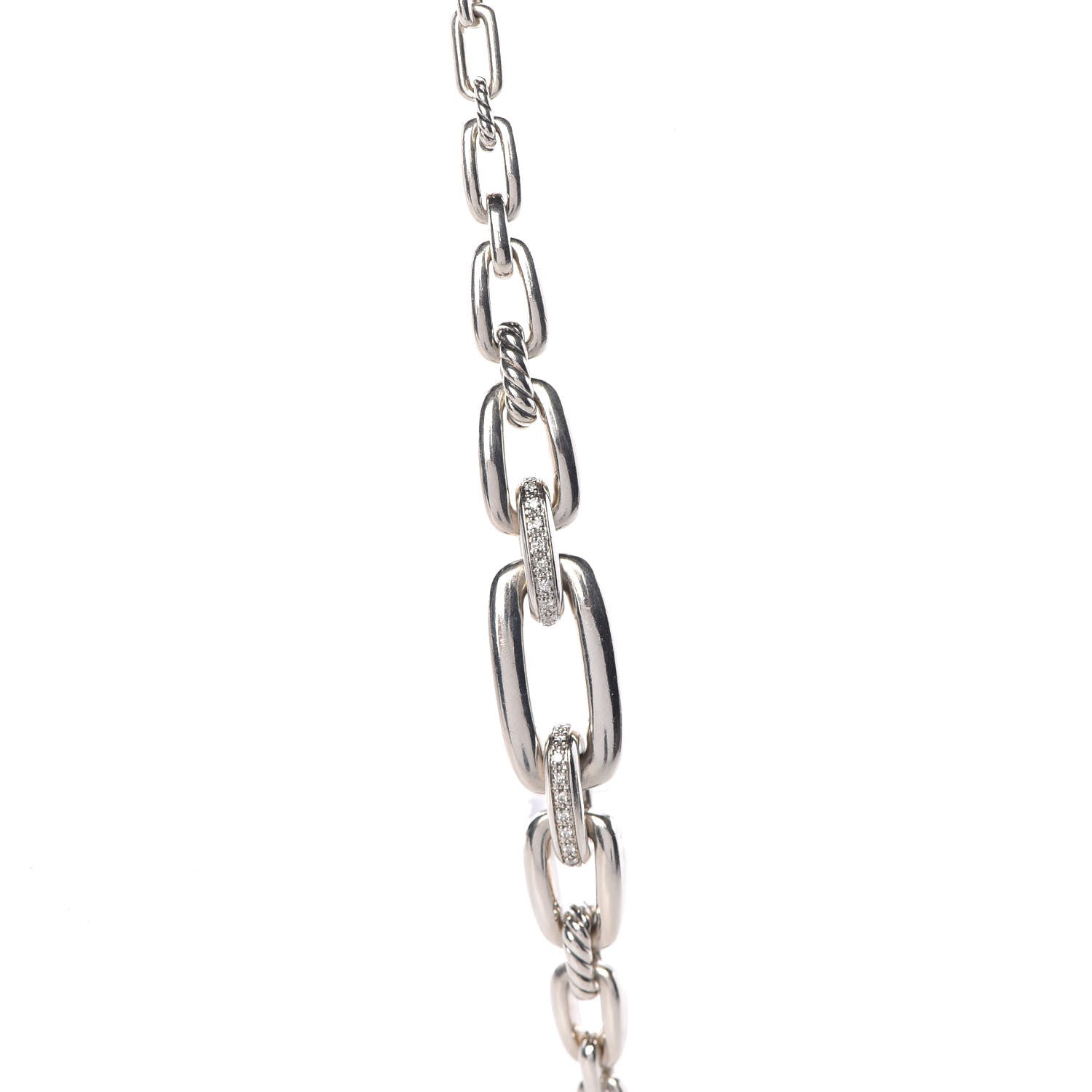 David Yurman Sterling Silver Diamond Wellesley Link Necklace 4 of 5