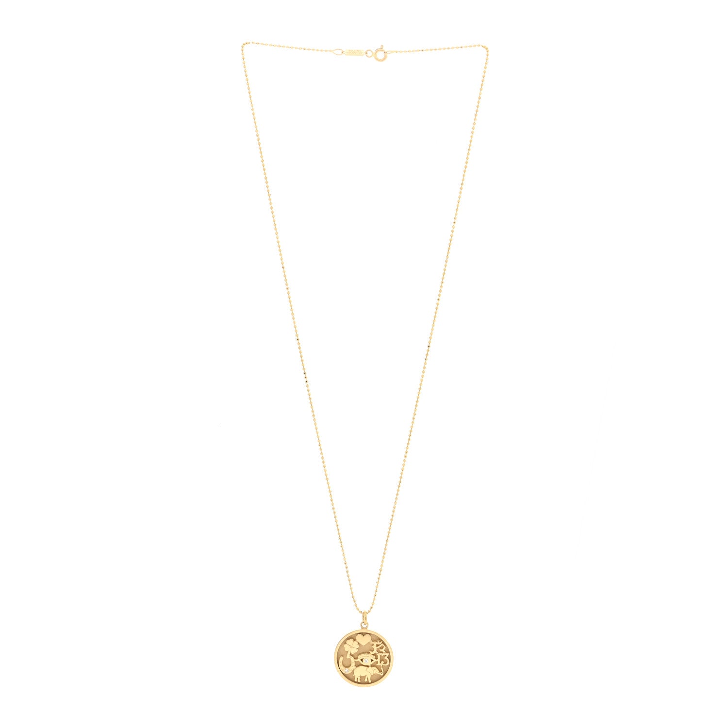 Jennifer Meyer 18K Yellow Gold Diamond Good Luck Pendant Necklace 3 of 5