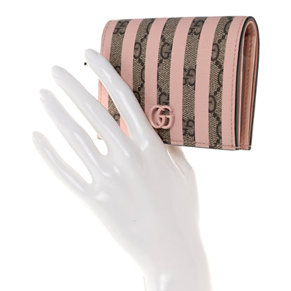 Gucci GG Supreme Monogram Vitello Eclipse Enamel Stripes GG Marmont Card Case Wallet Beige Ebony Perfect Pink 3 of 8