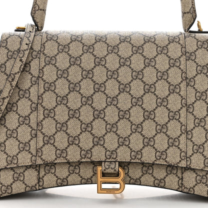 Balenciaga X GUCCI GG Supreme Monogram Medium Hourglass Top Handle Bag Beige Ebony 7 of 9
