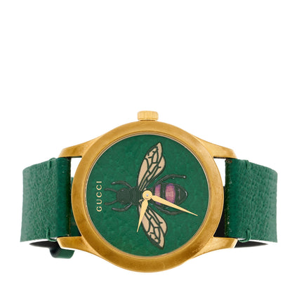 Gucci Stainless Steel Calfskin 38mm G-Timeless Bee Quartz Watch Green 2 of 4