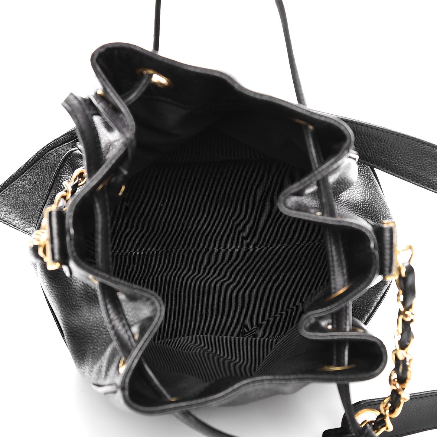 Caviar CC Drawstring Shoulder Bag Black