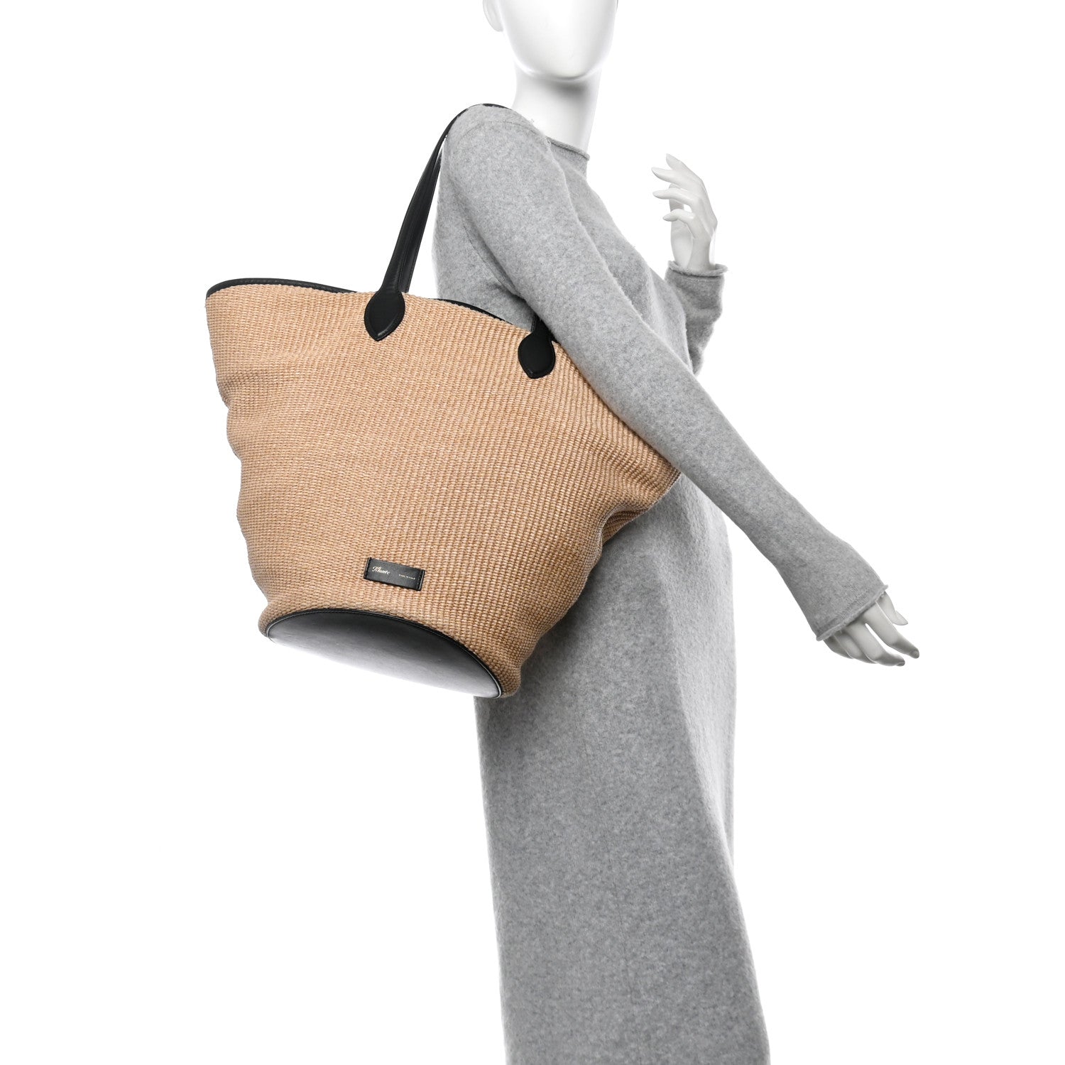 Khaite Raffia Calfskin Osa Medium Tote Natural Black 2 of 8