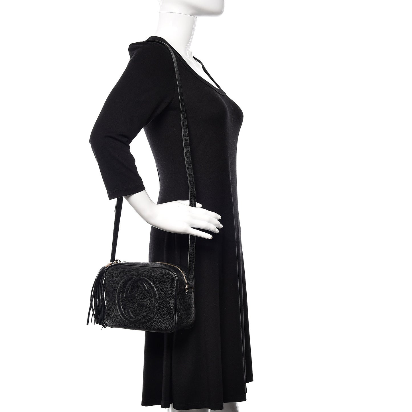 Pebbled Calfskin Small Soho Disco Bag Black