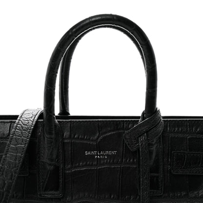 Saint Laurent Calfskin Crocodile Embossed Nano Sac De Jour Black 8 of 10