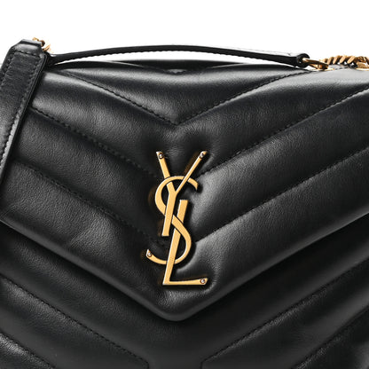 Saint Laurent Calfskin Y Quilted Monogram Small Loulou Chain Satchel Black Black 8 of 10
