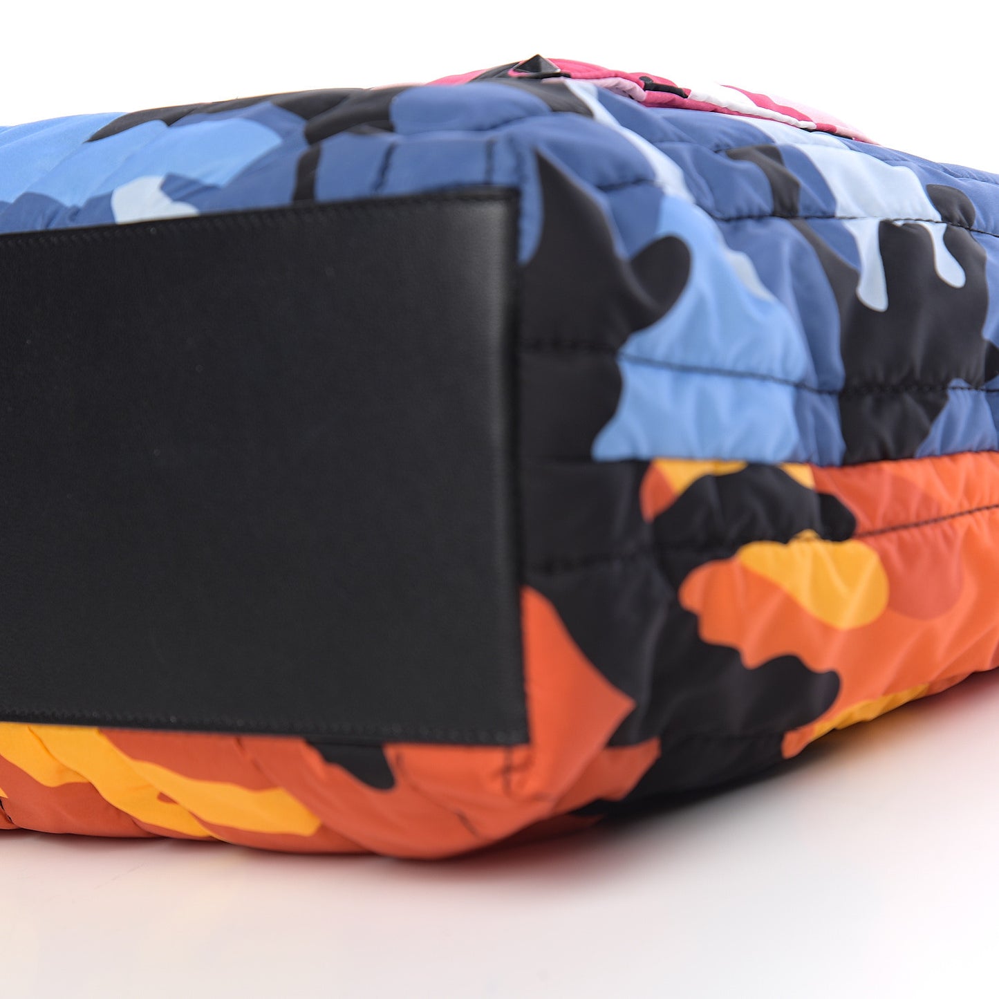 Nylon Camouflage Quilted Rockstud Vertical Tote Multicolor