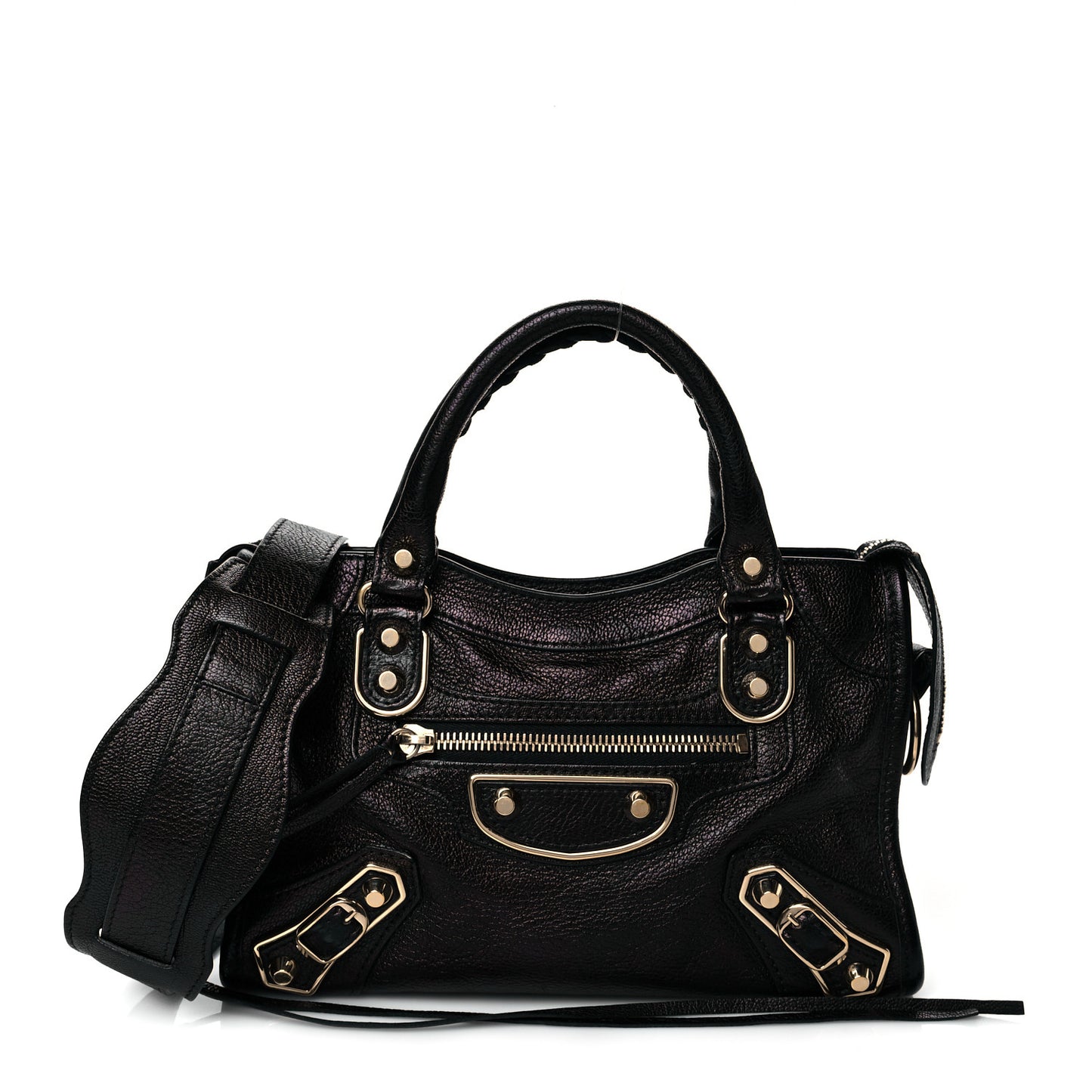 Chevre Gold Metallic Edge Hardware Mini City Black