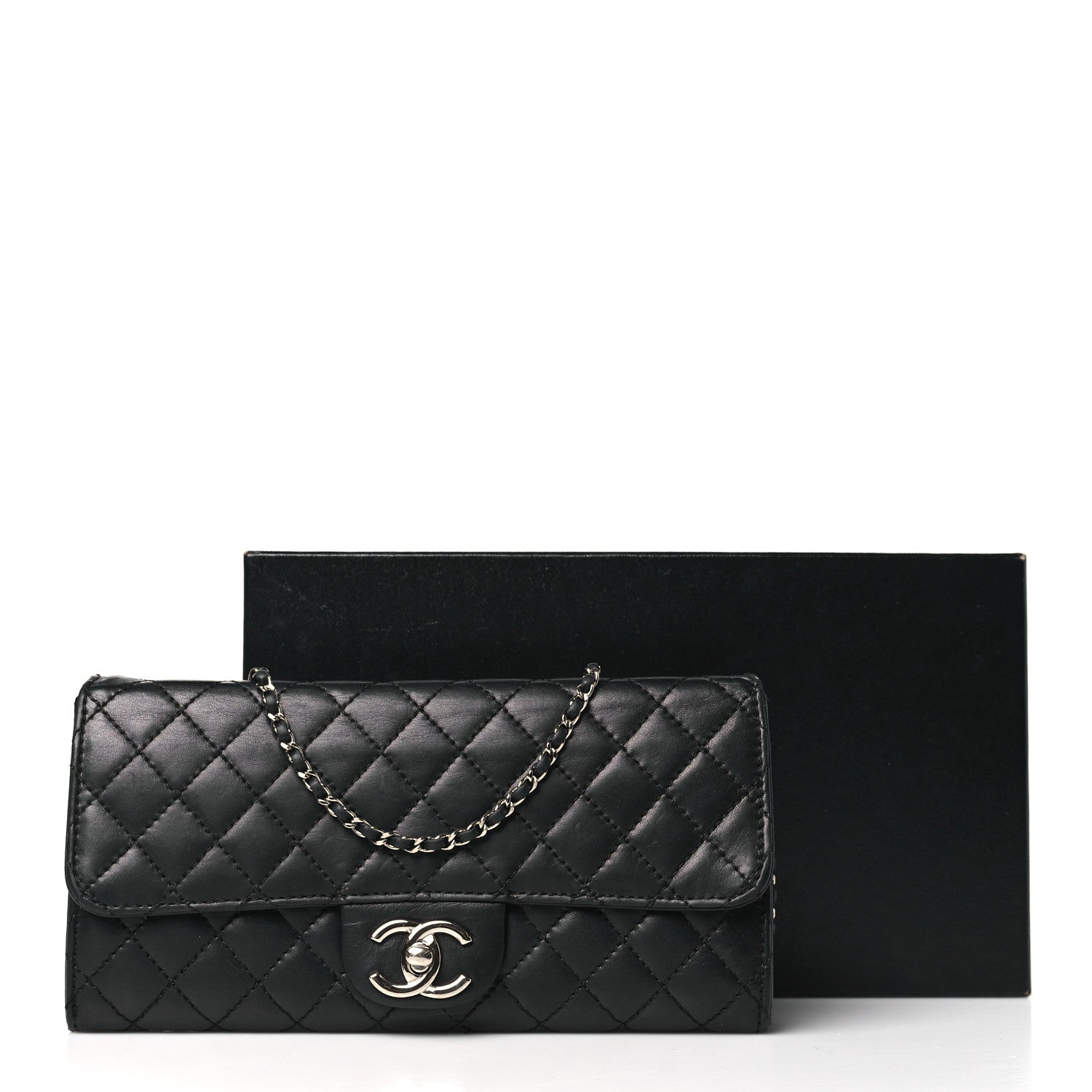 Chanel Lambskin Quilted Clutch with Chain Flap Black 13 of 13