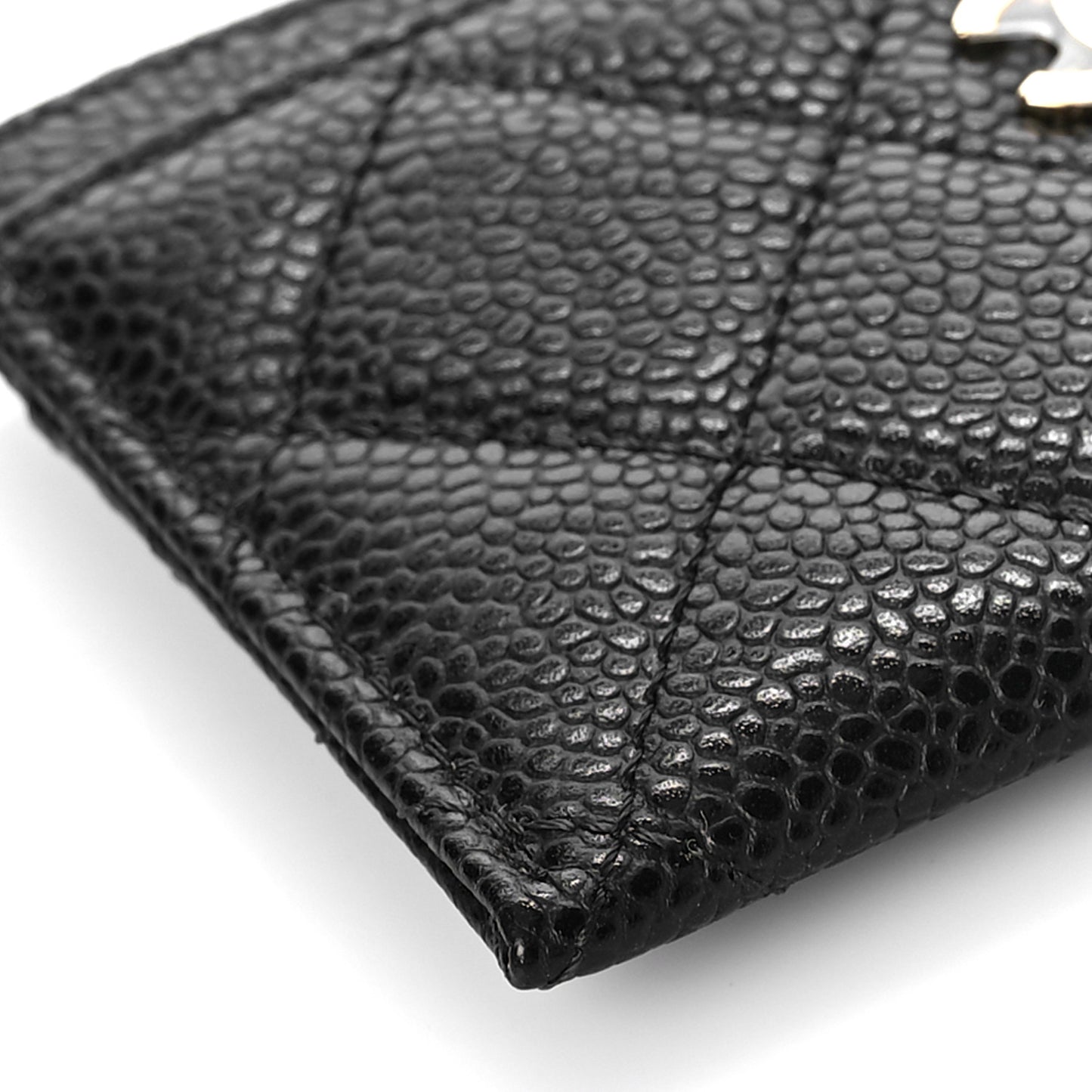 Caviar Quilted Card Holder Black
