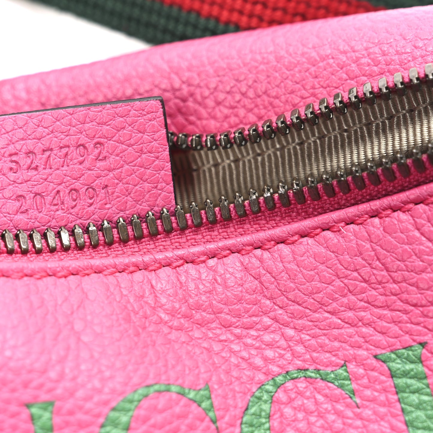 Grained Calfskin Small Logo Belt Bag Box Pink Green