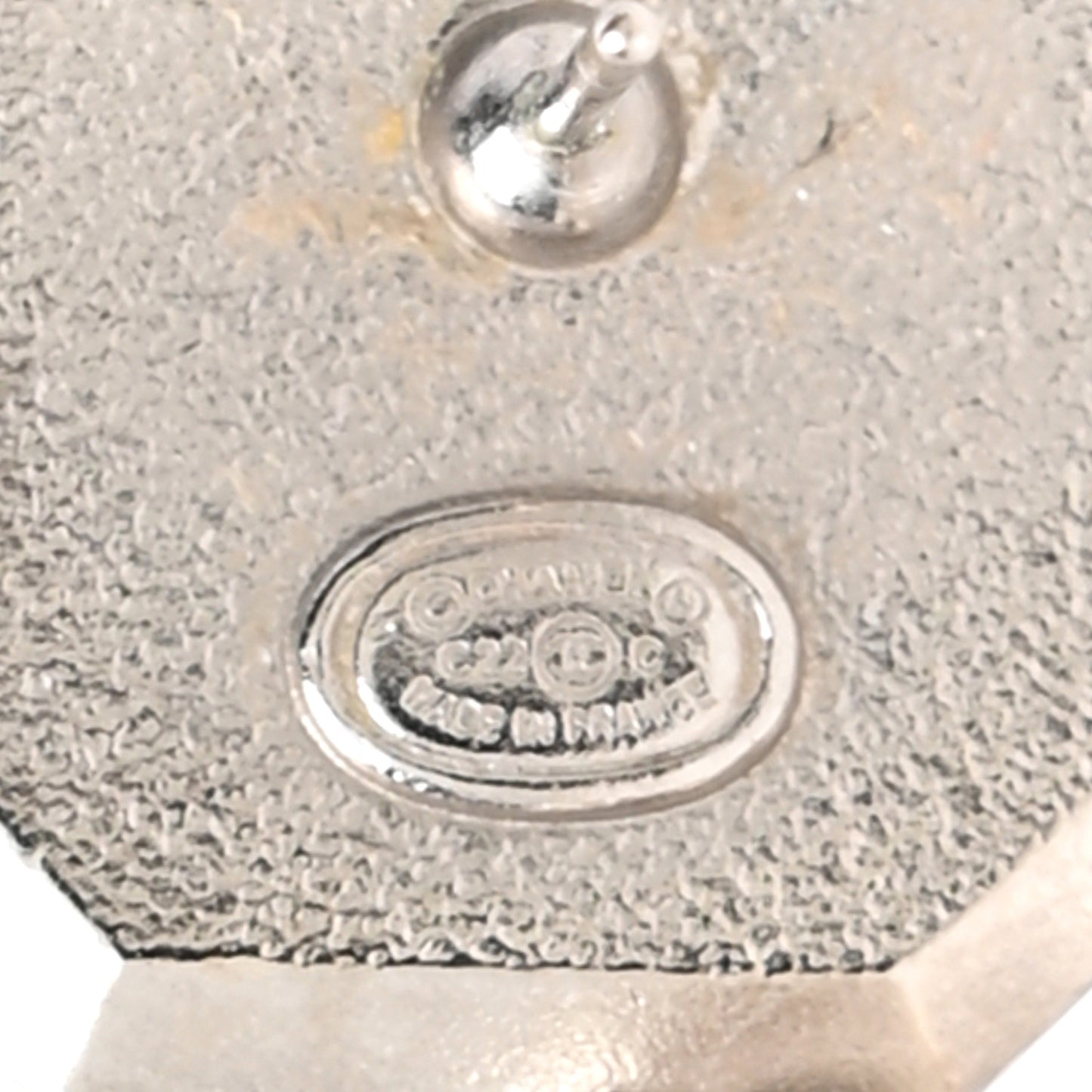 Pearl Crystal CC Square Drop Earrings Silver