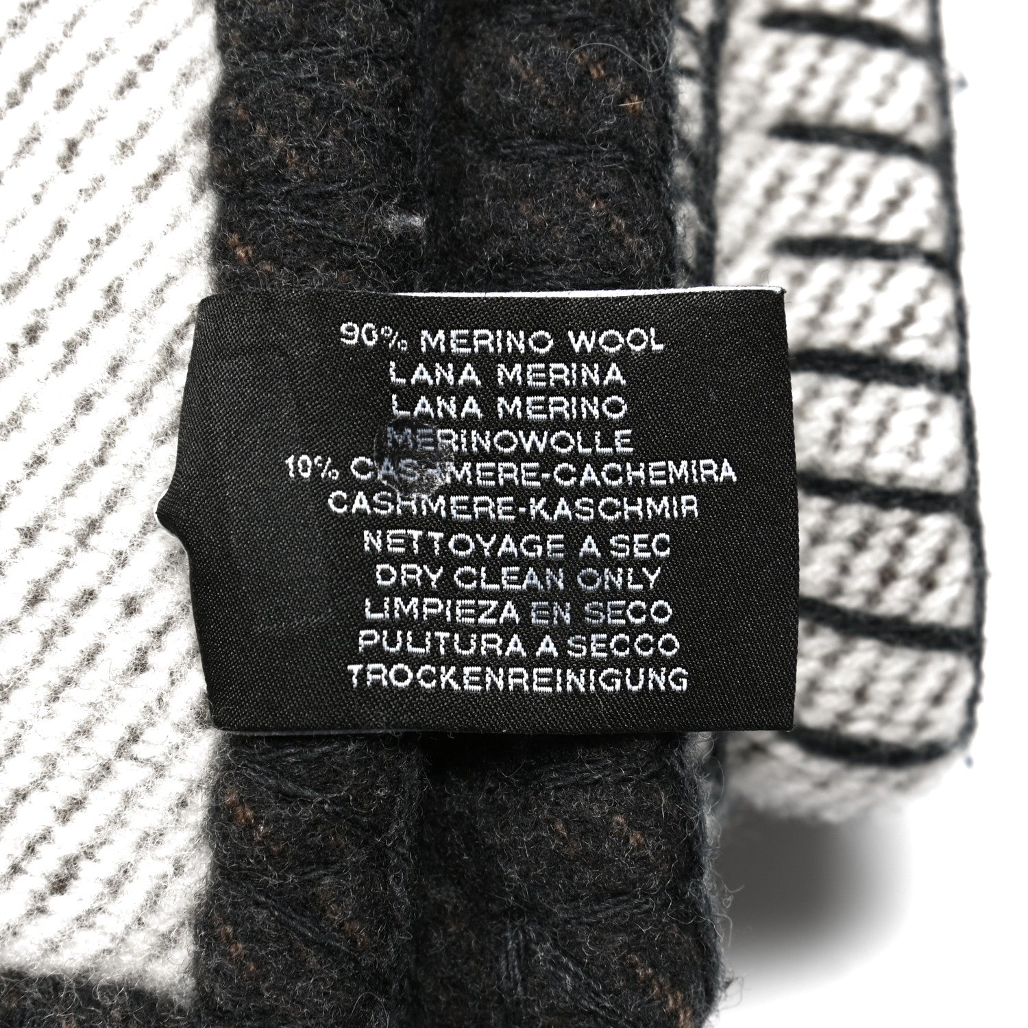 Hermes Wool Cashmere Signature Avalon Blanket Black 4 of 5