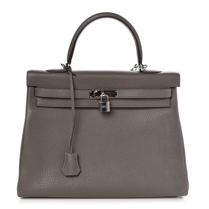 Hermes Taurillon Clemence Kelly Retourne 35 Etain 1 of 40