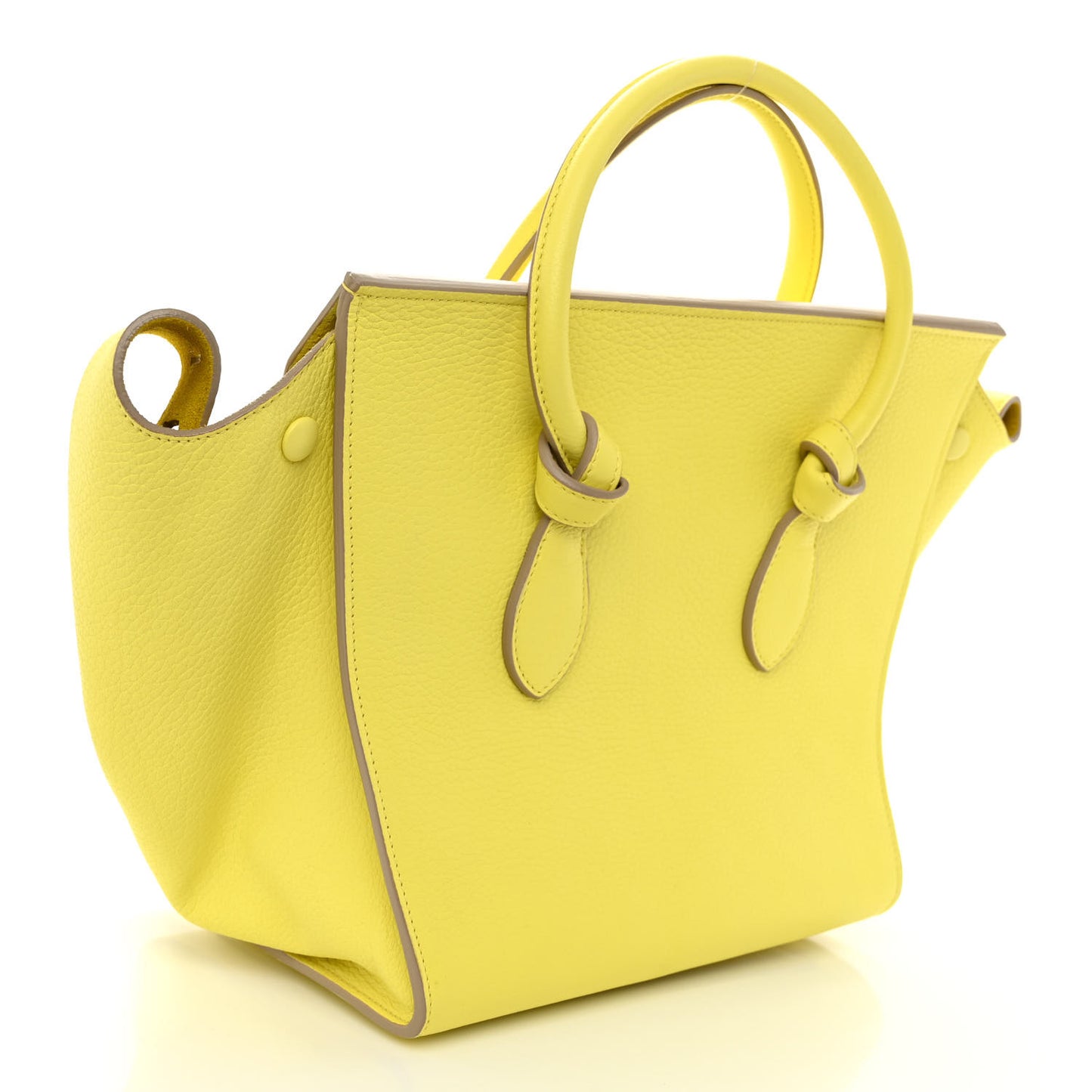 Crisped Calfskin Mini Tie Knot Tote Fluo Yellow