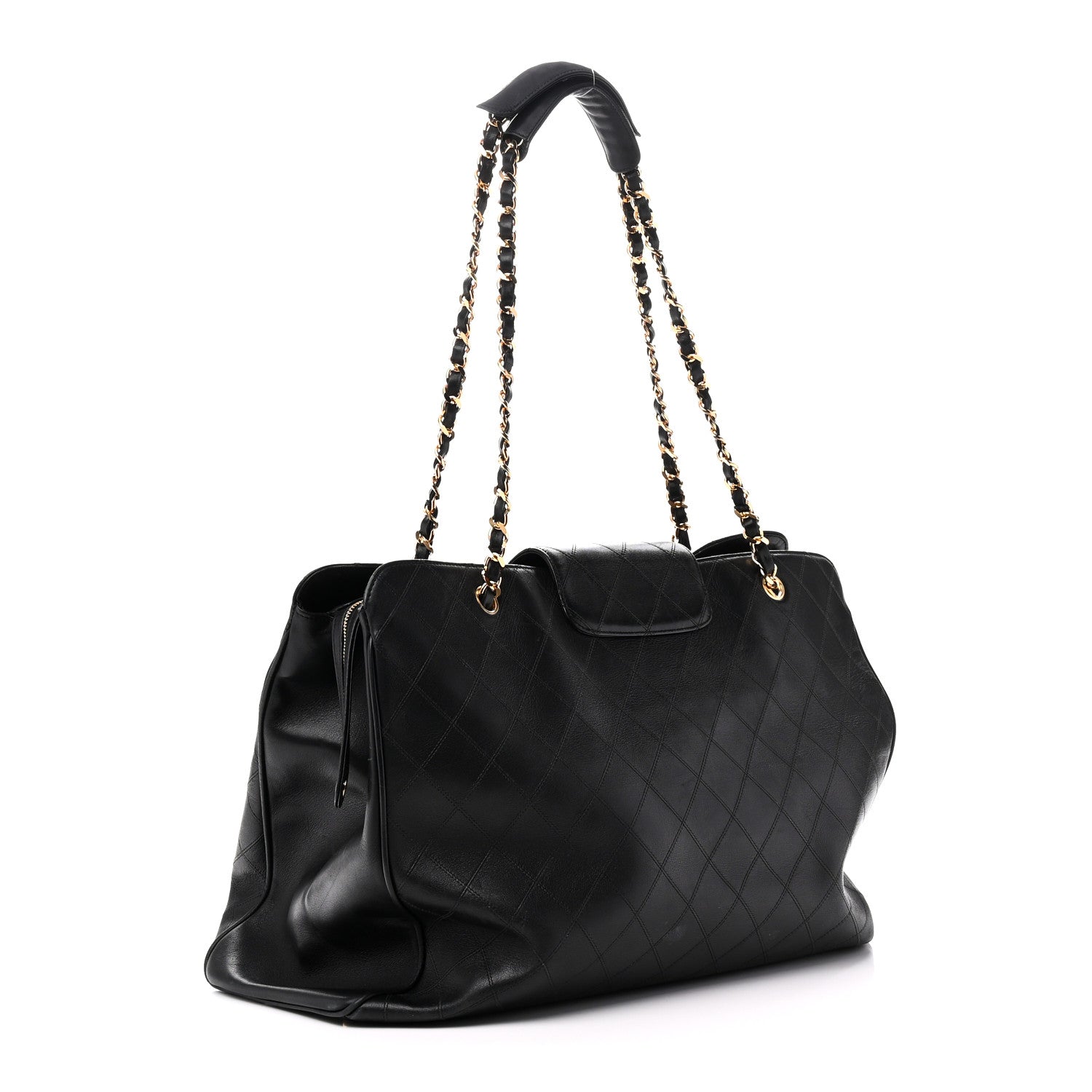 Chanel Calfskin Stitched XL Weekender Black 3 of 11