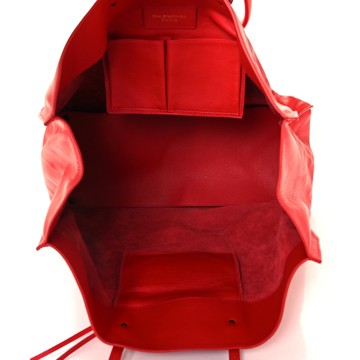 Veau Souple Papier A4 Zip Around Tote Rouge Cerise