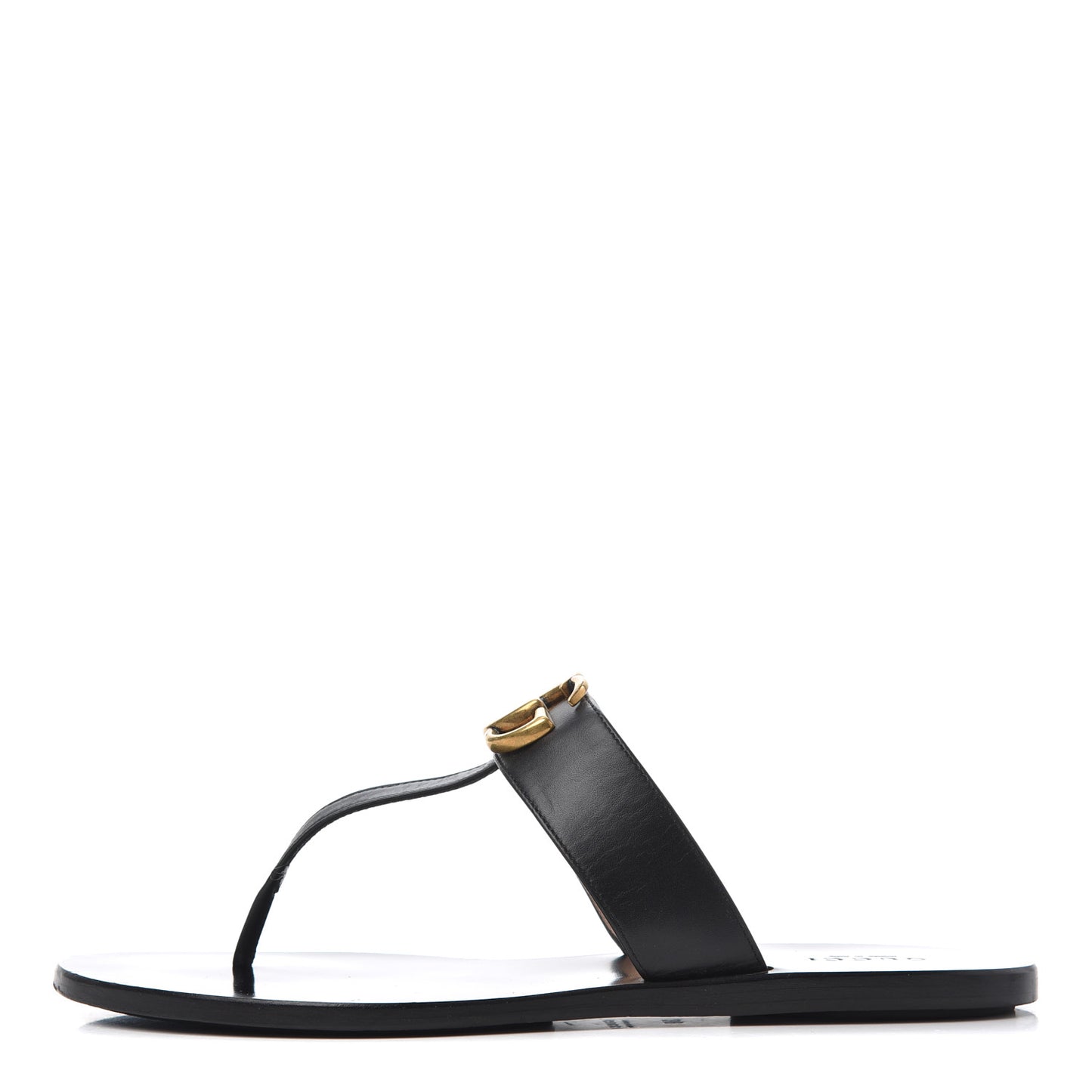Calfskin GG Marmont Thong Sandals 38 Black