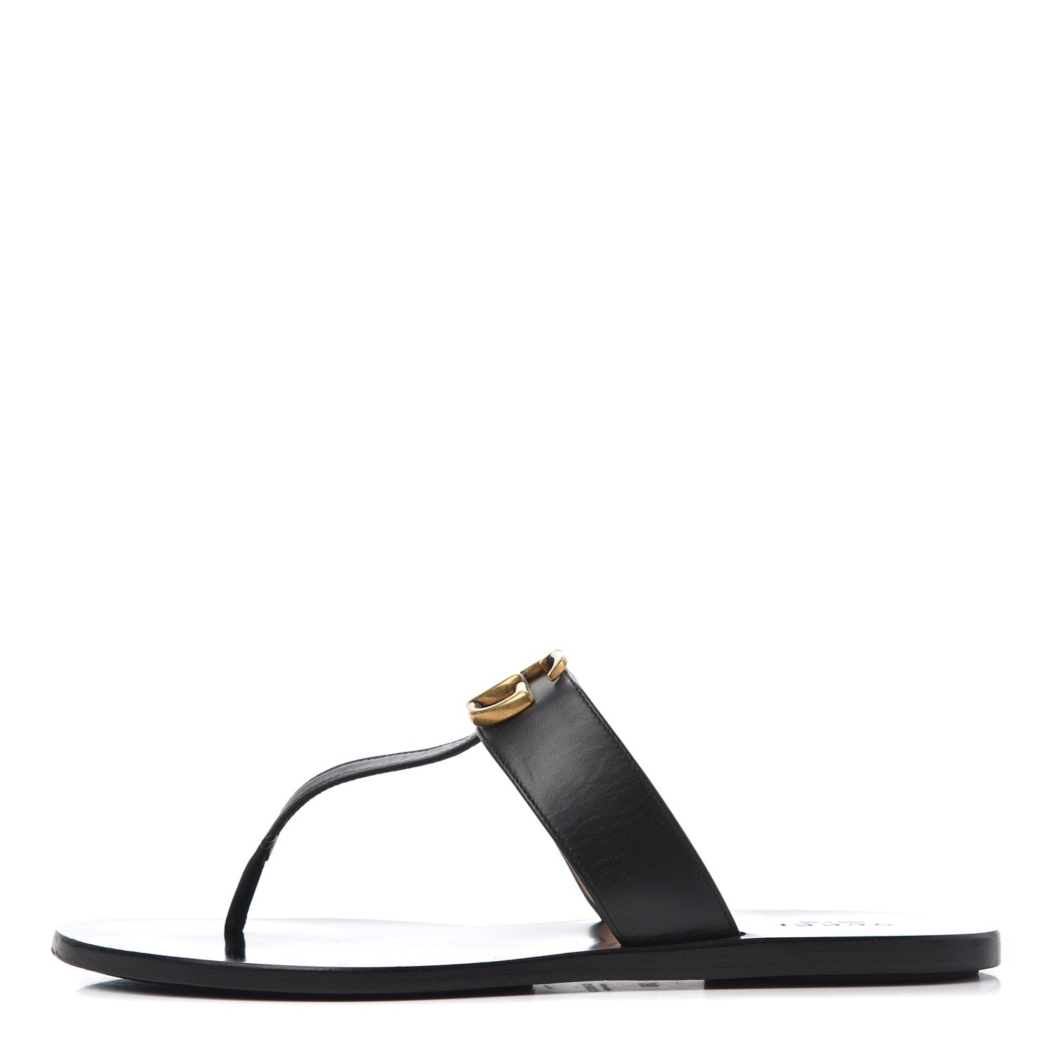 Gucci Calfskin GG Marmont Thong Sandals 38 Black 1 of 25