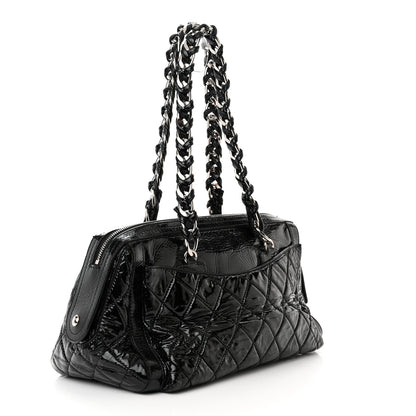 Chanel Patent Quilted Day Glo Flap Bag Black 3 of 14