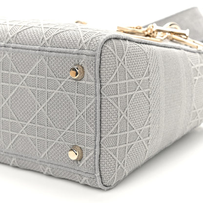 Christian Dior Canvas Embroidered Cannage Medium Lady D-Lite Gray 10 of 11