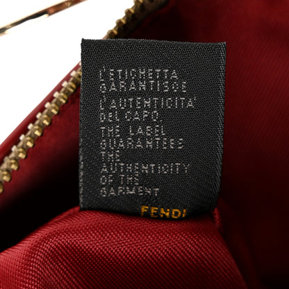 Fendi Zucchino Cuoio Small Chef Pocket Shoulder Bag Mogano Panna Rosso 7 of 11