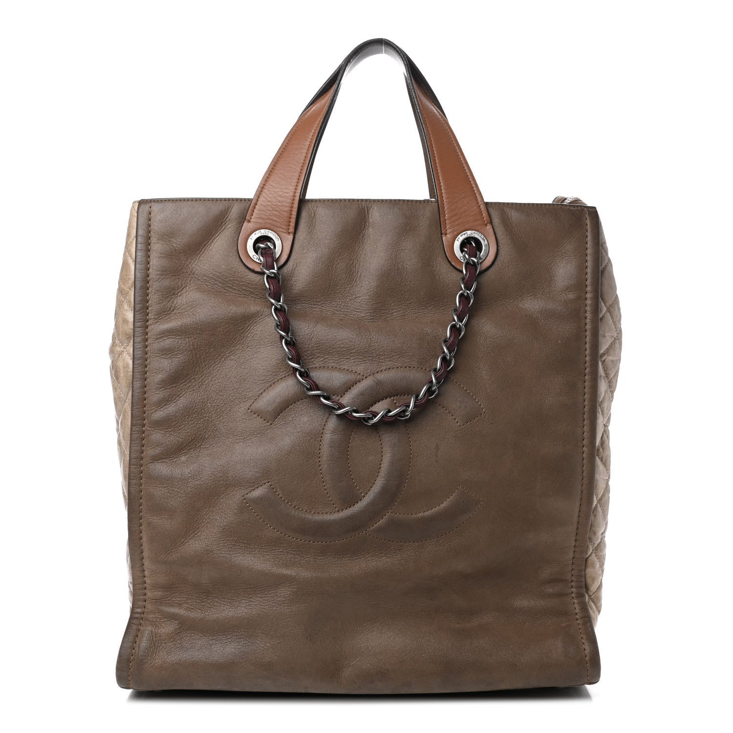 Chanel Iridescent Calfskin In The Mix Tall Tote Khaki 1 of 8