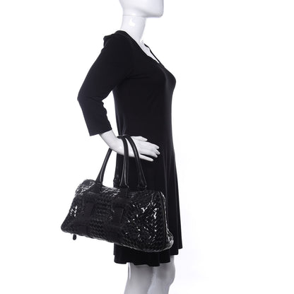 Bottega Veneta Patent Nappa Intrecciato Accordion Satchel Black 2 of 9