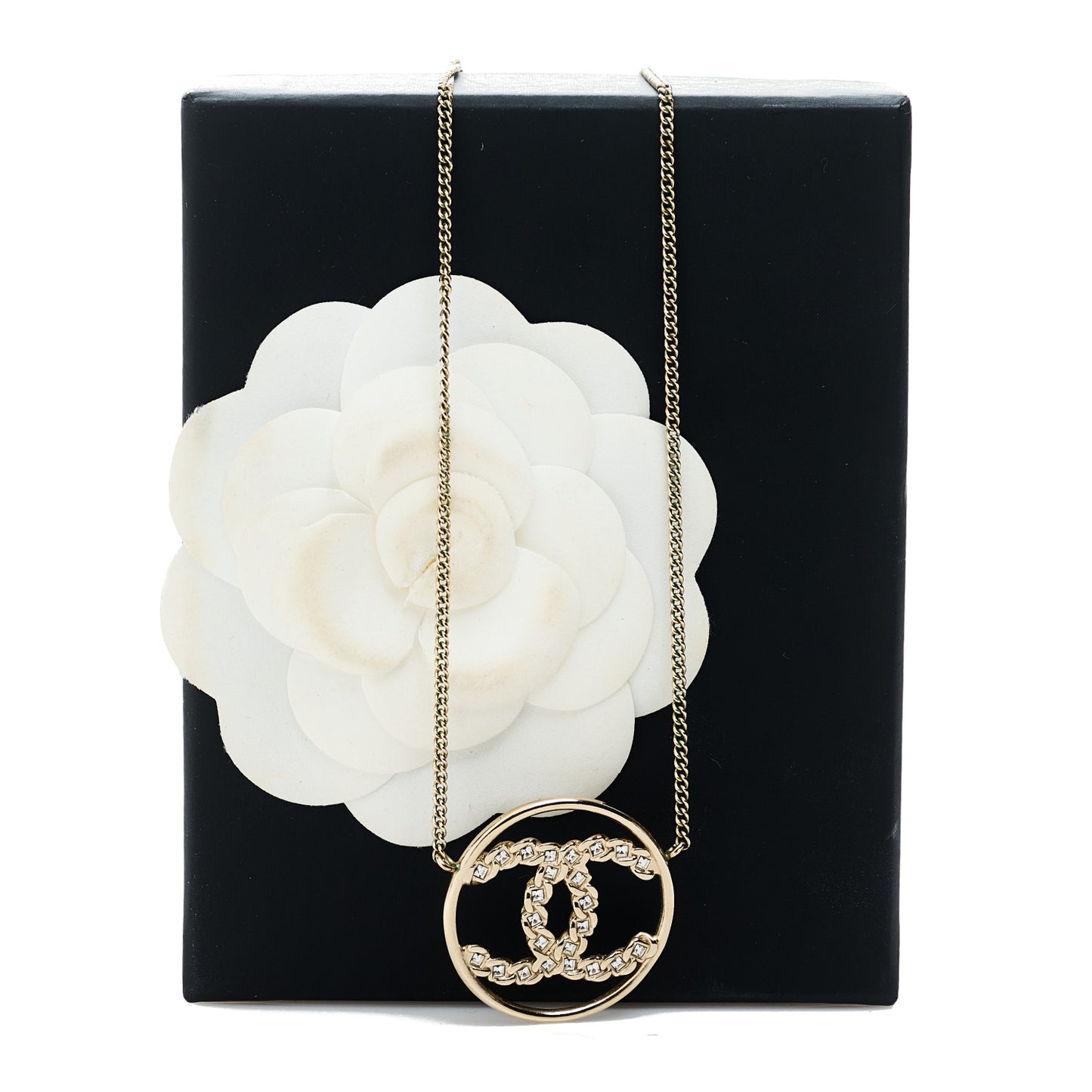 Baguette Crystal High Society CC Pendant Necklace Gold