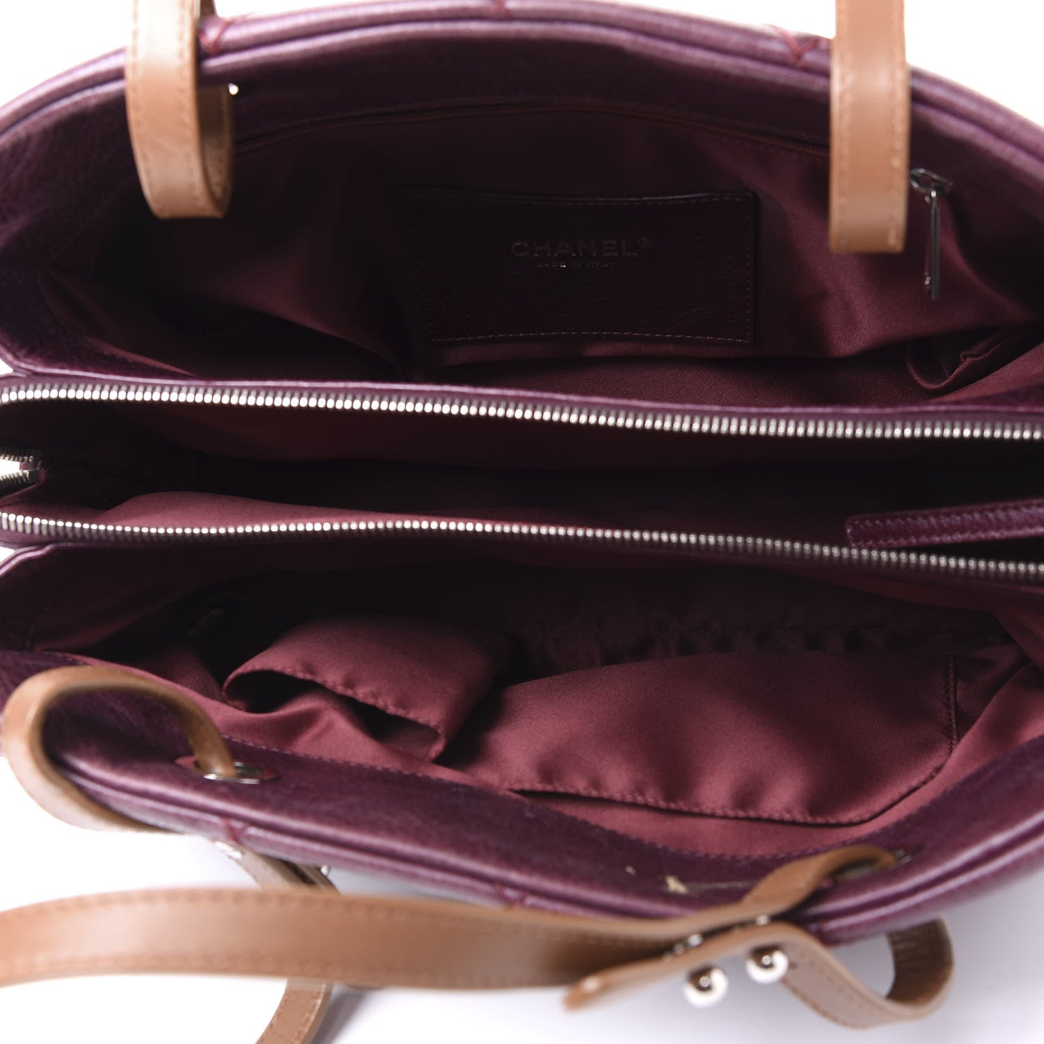 Chanel Glazed Calfskin Stitched On the Road Zip Tote Plum 4 of 9